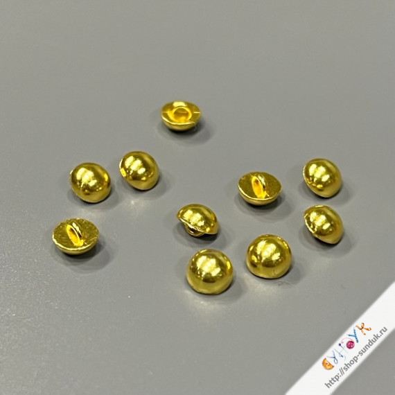 Пуговицы металлические на ножке 6мм золото [3106-03]