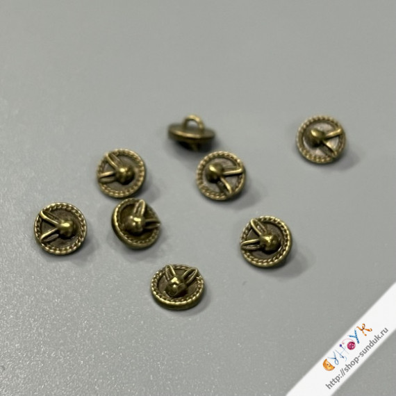 Пуговицы "Кролик" металлические на ножке 6мм бронза [к06]