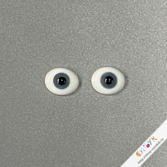 Глаза для кукол стеклянные овальные «рыбки» 12мм серо-синие [012-01]