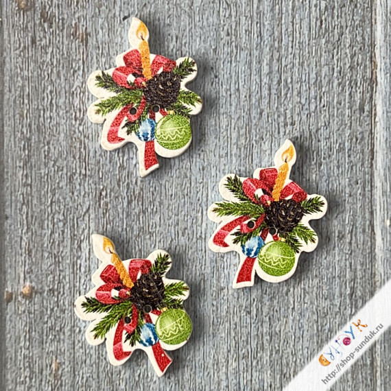 Пуговицы «Новогодняя композиция» 3шт [3100080305]